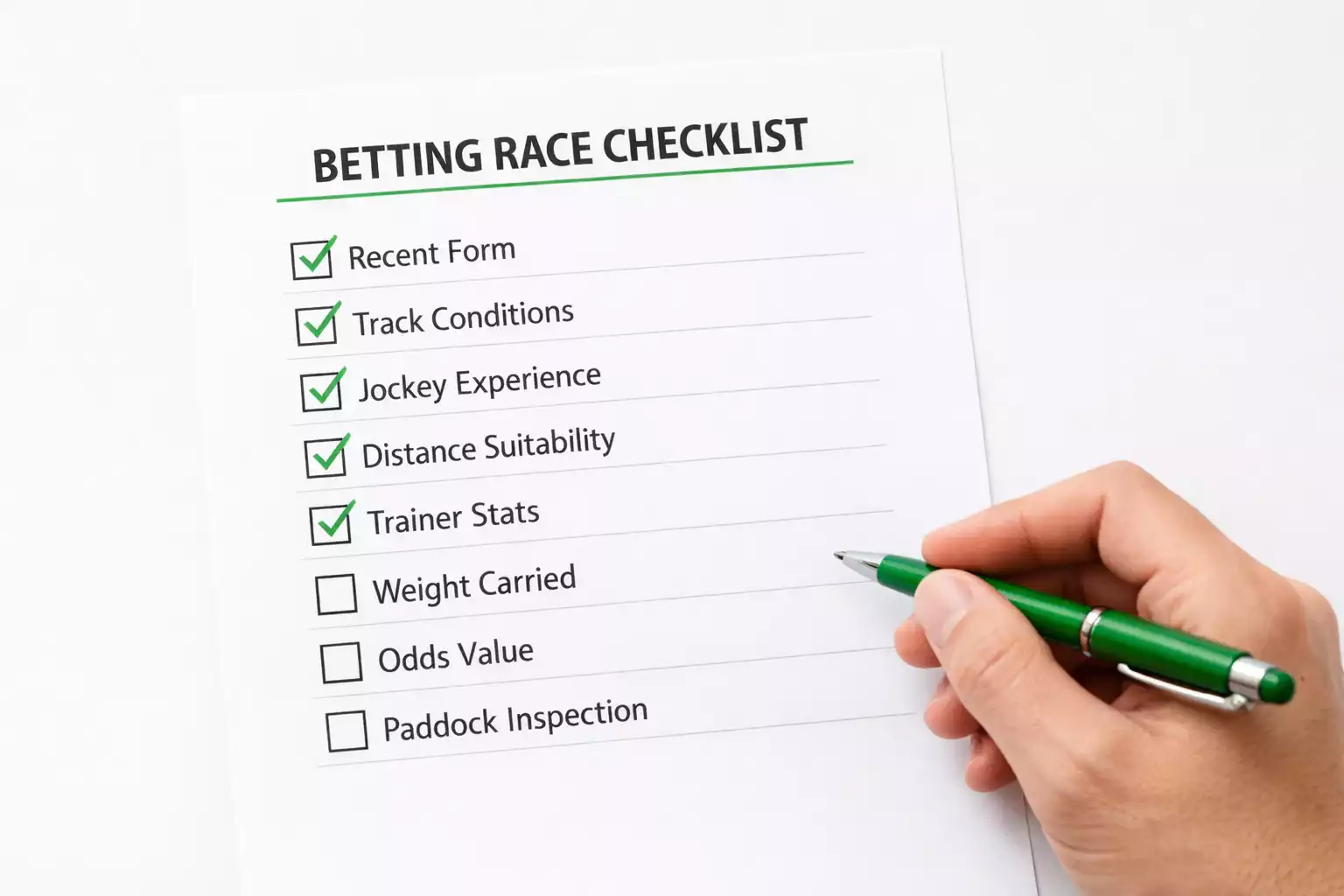 Checkliste mit Häkchen auf Papier