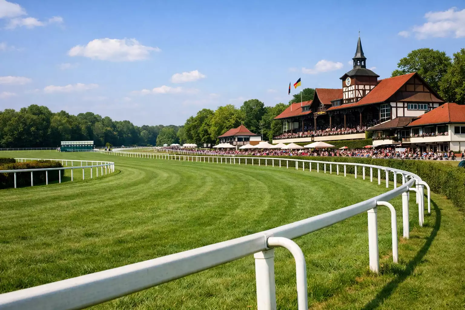 Deutsche Rennbahn mit grünem Rasen