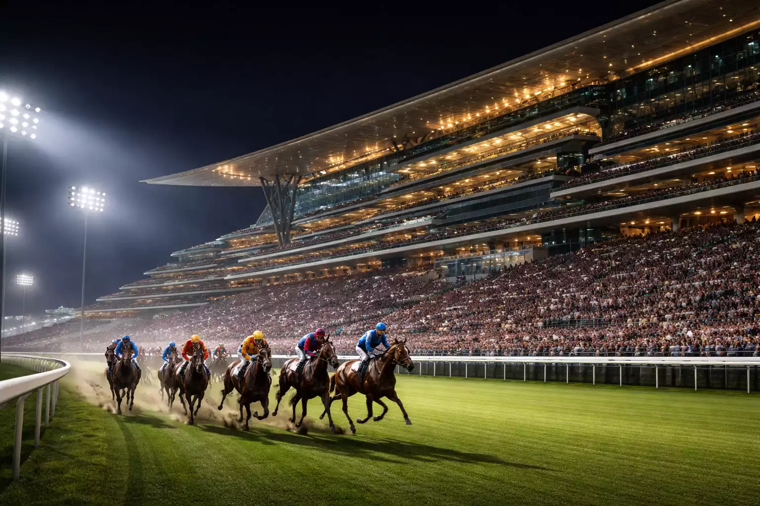 Internationale Galopprennbahn mit Flutlicht