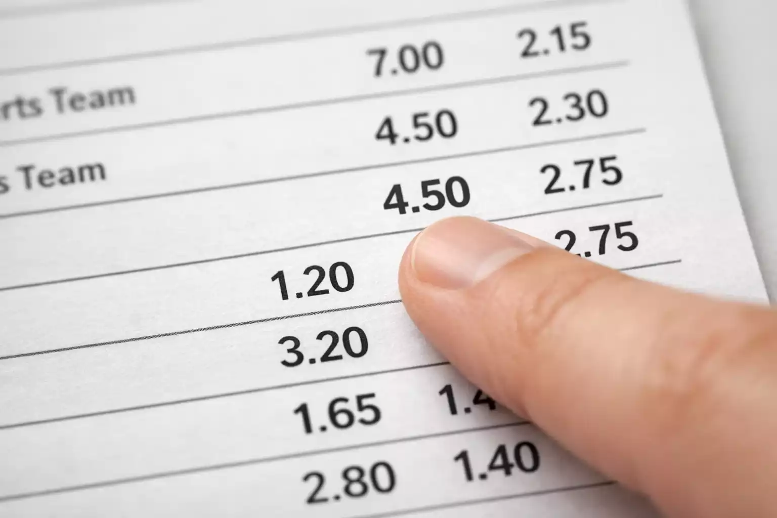 Nahaufnahme einer Quote auf einem Wettschein